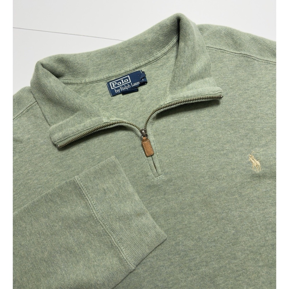 VTG Y2K Polo Ralph Lauren Men's Estate Rib 1/4 Zip Pullover Sweater Sz 2XL Pony
